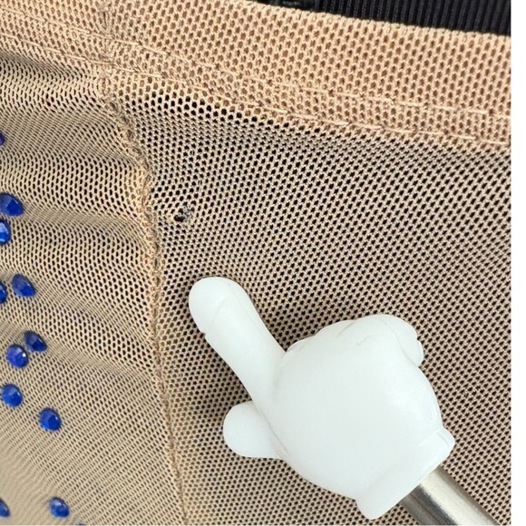 Haute Monde Rhinestone Thong Body Suite Womens Medium Nude Swiftie Festival Rave - Picture 11 of 16